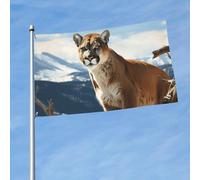 Drapeau de 90 cm x 150 cm, drapeau double face 200D lourd bannière panthère lion de montagne, drapeaux de bienvenue décoration extérieure avec œillets en laiton, drapeaux de jardin pour toutes les