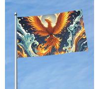 Drapeau de 90 cm x 150 cm, drapeau double face 200D lourd phénix feu et eau, bannière de bienvenue décorative avec œillets en laiton, drapeaux de jardin pour toutes les saisons