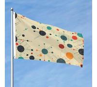 Drapeau de 90 cm x 60 cm - Double face - Bannière d'extérieur robuste avec 2 œillets de décoration - Drapeaux de cour - Motif géométrique abstrait - Drapeau spatial - Drapeau de bienvenue en polyester