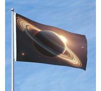 Drapeau de 90 cm x 60 cm - Double face - Bannière d'extérieur robuste avec 2 œillets de décoration - Drapeaux de cour Saturne - Drapeau de la planète - Drapeau de bienvenue en polyester pour les