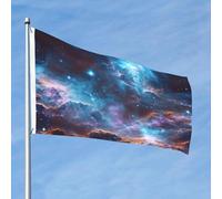 Drapeau de 90 cm x 60 cm - Double face - Bannière robuste avec 2 œillets de décoration - Drapeaux de cour, univers, galaxie, espace, drapeau de bienvenue en polyester pour les vacances, la cour toutes