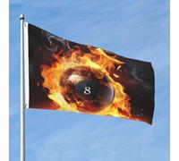 Drapeau de 90 cm x 60 cm double face pour l'extérieur avec 2 œillets de décoration pour cour, drapeau de billard sur le feu, drapeau de bienvenue en polyester pour les vacances, la cour toutes les