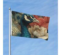 Drapeau de 90 x 150 cm - Décoration de jardin - Bannière robuste - Beau drapeau de fleurs de paon - Bannière d'extérieur avec 2 œillets - Drapeaux de bienvenue pour les vacances en toutes saisons