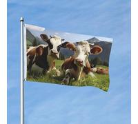 Drapeau de 90 x 150 cm - Décoration d'extérieur robuste - Drapeaux de jardin mignons - Vaches mignonnes - Drapeaux décontractés sur l'herbe - Bannière de cour en polyester 200D avec 2 œillets