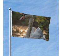 Drapeau de 90 x 150 cm - Décoration d'extérieur robuste - Grand cygne blanc - En polyester 200D - Bannière de cour avec 2 œillets - Bannière d'intérieur et d'extérieur pour les vacances, toutes les