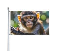 Drapeau de 90 x 152 cm double face pour décoration d'extérieur, drapeau de singe mignon 200D, drapeaux de jardin lourds, œillets en laiton, bannière extérieure pour les vacances