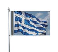 Drapeau de 90 x 152 cm double face pour décoration d'extérieur, drapeau grec, drapeau grec 200D, drapeaux de jardin lourds œillets en laiton, bannière extérieure pour les vacances