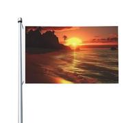 Drapeau de 90 x 152 cm double face pour décoration d'extérieur, drapeaux de coucher de soleil sur la plage, drapeau de jardin lourd 200D, œillets en laiton, bannière extérieure pour les vacances