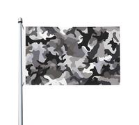 Drapeau de 90 x 152 cm double face pour décoration d'extérieur, noir, gris, blanc, camouflage, drapeau 200D, drapeaux de jardin lourds œillets en laiton, bannière extérieure pour les vacances