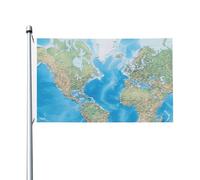 Drapeau de 90 x 152 cm double face pour décoration extérieure, carte du monde, drapeaux de jardin lourds 200D, œillets en laiton, bannière extérieure pour les vacances