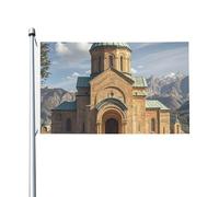 Drapeau de 90 x 152 cm double face pour décoration extérieure, drapeau d'église arménienne, drapeaux de jardin lourds 200D, œillets en laiton, bannière extérieure pour les vacances