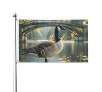 Drapeau de 90 x 152 cm double face pour décoration extérieure Drapeau d'oie sauvage au bord du pont Drapeaux de jardin lourds 200D Œillets en laiton Bannière en toile pour les vacances