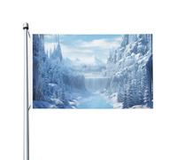 Drapeau de 90 x 152 cm double face pour décoration extérieure, drapeau du monde de la neige, de la glace, drapeau du monde 200D, drapeaux de jardin lourds œillets en laiton, bannière en toile pour