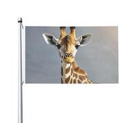 Drapeau de 90 x 152 cm double face pour décoration extérieure - Drapeau girafe mignon 200D - Drapeaux de jardin lourds - Œillets en laiton - Bannière extérieure pour les vacances
