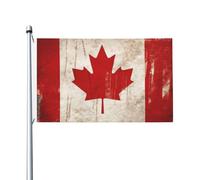 Drapeau de 90 x 152 cm double face pour décoration extérieure Drapeau rétro du Canada 200D Drapeaux de jardin lourds œillets en laiton Bannière extérieure pour les vacances