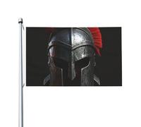 Drapeau de 90 x 152 cm double face pour décoration extérieure, drapeaux de casque de guerrier spartiate, drapeau 200D, drapeaux de jardin lourds, œillets en laiton, bannière extérieure pour les
