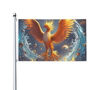 Drapeau de 90 x 152 cm double face pour décoration extérieure, phénix feu et eau, drapeau de jardin lourd 200D, œillets en laiton, bannière extérieure pour les vacances