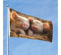 Drapeau de 90 x 60 cm - Décoration d'extérieur robuste - Drapeau de porc dans l'enclos à cochon - Drapeaux de cour en polyester 200D avec 2 œillets - Drapeau de jardin pour l'intérieur et l'extérieur