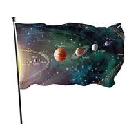 Drapeau de 91 x 152 cm avec système solaire et planète spatiale aux couleurs vives pour sports de plein air, drapeau de cour en polyester résistant à la décoloration avec 2 œillets en laiton pour
