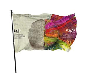 Drapeau de 91 x 152 cm - Motif cerveau gauche et droit - Bannière de sports de plein air - En polyester résistant à la décoloration - Avec 2 œillets en laiton - Pour décoration intérieure et