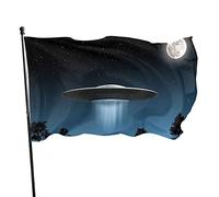 Drapeau de 91 x 152 cm - UFO la nuit - Couleurs vives - En polyester résistant à la décoloration - Avec 2 œillets en laiton - Pour décoration intérieure et extérieure