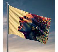 Drapeau de bar pour caverne de l'homme - Explosion colorée : L'art des cris - Drapeau pour chambre - Drapeau de porche (60 x 90 cm)