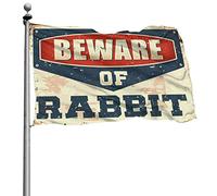 Drapeau de bar vintage avec inscription « Beware of Rabbit » - Décoration de bar pour la maison, le printemps et le jardin (120 x 180 cm)