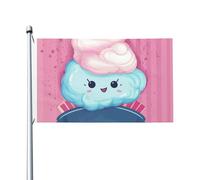 Drapeau de barbe à papa de 0,9 x 1,5 m, drapeaux d'extérieur avec œillets, drapeau de jardin double face, grande bannière, drapeau décoratif pour maison, cour