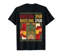 Drapeau de Barcelone Espagne Sagrada Familia Vintage Voyage Design T-Shirt