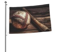 Drapeau de baseball sur drapeau en bois de 61 x 91 cm avec impression double face pour jardin, cour, drapeau pour l'extérieur, les vacances, bannière cadeau avec œillets, toile de fond pour photo pour