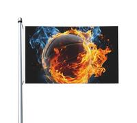 Drapeau de basket-ball à suspendre double face en polyester avec œillets métalliques - Résistant à la décoloration - Léger - Pour cour, balcon, pelouse, fête, décoration extérieure - 90 x 150 cm
