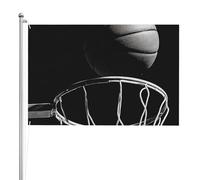 Drapeau de basket-ball noir et blanc double face en polyester résistant aux intempéries avec couleurs vives pour jardin, cour, terrasse ou maison