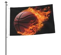 Drapeau de basket-ball sur le feu de 6,1 x 0,9 m - Impression double face - Drapeau de jardin pour l'extérieur - Bannière cadeau avec œillets - Toile de fond pour photo pour décoration intérieure et