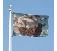Drapeau de bateau de pirate fantastique de 88,9 x 150 cm pour l'extérieur - Couleurs vives et résistant à la décoloration - Double couture - Décoration de jardin et maison - Avec œillets métalliques