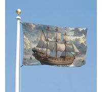 Drapeau de bateau de pirate nautique à voile - 61 x 88,9 cm - Pour l'extérieur - Couleurs vives et résistant à la décoloration - Double couture - Pour décoration de jardin et maison - Avec œillets