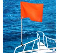 Drapeau de bateau orange avec mât réglable de 137,2 cm - 30,5 x 45,7 cm - Drapeau de ski nautique avec support stable, accessoires de sécurité pour sports nautiques, wakeboard