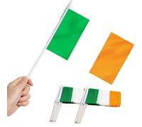 Drapeau de bâton de l'Irlande, ANLEY Irish National Mini drapeau à main 5x8 pouces avec poteau solide blanc de 12 "- couleur vive et résistant à la décoloration - Hibernian 5 x 8 pouces