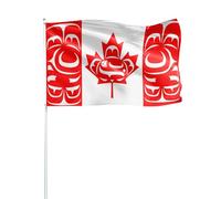 Drapeau de bâton du Canada | 150 cm Drapeau indigène canadien | 120G DÉCORISATION DE PARTIE DU CANADA | Facitages en polyester imperméables avec coutures doubles, imprimé résistant aux UV, œillets en