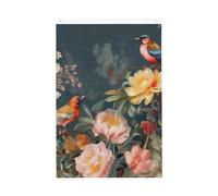 Drapeau de bienvenue avec fleurs et oiseaux - 61 x 91 cm - Ne se décolore pas - Double face - Bannière d'extérieur pour cour, porche, pelouse