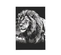 Drapeau de bienvenue avec motif lion noir et blanc - 61 x 90 cm - Ne se décolore pas - Double face - Bannière d'extérieur pour cour, porche, pelouse