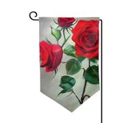Drapeau de bienvenue avec motif rose rouge - Décoration extérieure - Pour jardin et terrasse - 30,5 x 45,7 cm - Plusieurs formes