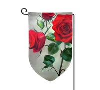 Drapeau de bienvenue avec motif rose rouge - Décoration extérieure - Pour jardin et terrasse - 30,5 x 45,7 cm - Plusieurs formes