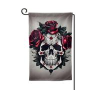 Drapeau de bienvenue avec motif tête de mort rose rouge - Décoration extérieure - Pour jardin et terrasse - 30,5 x 45,7 cm - Plusieurs formes