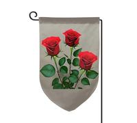 Drapeau de bienvenue avec roses rouges - Décoration extérieure - Pour jardin et terrasse - 30,5 x 45,7 cm - Plusieurs formes