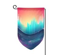 Drapeau de bienvenue avec vague sonore de musique cool - Décoration extérieure - Pour jardin et terrasse - 30,5 x 45,7 cm - Plusieurs formes