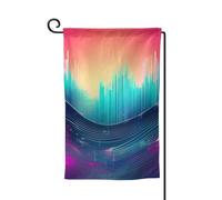 Drapeau de bienvenue avec vague sonore de musique cool - Décoration extérieure - Pour jardin et terrasse - 30,5 x 45,7 cm - Plusieurs formes
