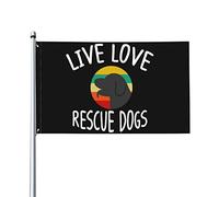 Drapeau De Bienvenue Chien De Sauvetage Live Love Imperméable Drapeau De Jardin Uv Fade Résistant Bannière De Cour Pour Fête D'Intérieur Bureaux 3X5 Ft