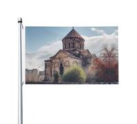 Drapeau de bienvenue de l'église arménienne 90 x 150 cm - Ne se décolore pas - Double face - Bannière d'extérieur pour cour, porche, pelouse