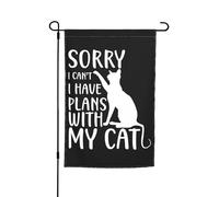 Drapeau De Bienvenue Désolée Je Ne Peux Pas J'Ai Des Plantes Avec Mes Chats. Double Face Drapeaux De Cour Amusant Bannière De Cour Pour Porche Extérieure Maison 12X18 Inch