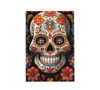 Drapeau de bienvenue en forme de crânes en sucre - 61 x 91 cm - Ne se décolore pas - Double face - Bannière d'extérieur pour cour, porche, pelouse